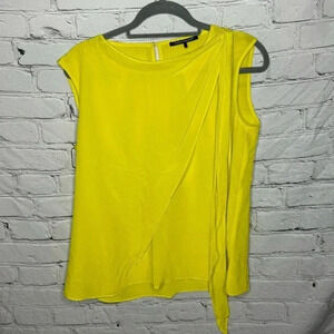 Luisa Cerano Women’s Yellow Sleeveless Silk Blouse size 10